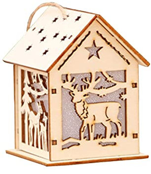 Weihnachtsschmuck Baumschmuck Weihnachten Holz Weihnachten leuchtende Fenster Geschenk Ornamente Dekoration Haus DIY Ornamente Dekoration & Aufhänger Weihnachtskugeln Christbaumkugeln (C, One Size)