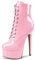 NobleOnly Damen Hoher High Stiletto Plateau Plattform Absatz Heel Runde Zehenkappe Reißverschluss Schnüren Schnürung Abschlussball Stiefeletten 15 CM Heels Rosa 43 EU