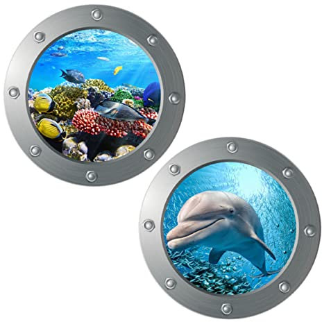 Hemobllo 2 Stück Wandaufkleber Meerestier Abziehbilder 3D Delfin Poster Meerestier Abziehbilder Unter Dem Meer Wandaufkleber Delfin Abziehen Und Aufkleben Junge Kinderzimmer Pvc