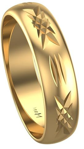 Świat Obrączek verziert Gold Eheringe 24 Karat Gold vergoldet aus 925 Silber für Hochzeit 4 mm, für Damen und Herren, EdellMetall