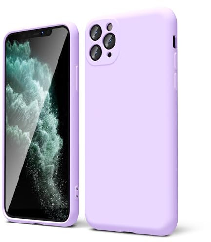 oakxco for iPhone 11 Pro Max Phone Case Liquid Silicone, Thin Slim Soft Rubber Gel TPU Plain Simple Cover for Women Girl Cute, Matte Solid Color, Lilac Lavender Light Purple