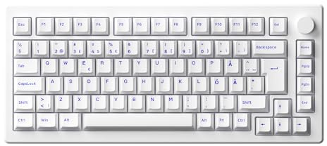 Akko MOD007 PC Gasket Mechanische Tastatur, ISO DE/Nordic Layout, 75% Gaming Keyboard mit Superelastisch und Weich Flex-Cut PCB, Hot-Swap Linear Switch (HiFi Mahjong Sound), PBT Keycap, Drehknopf