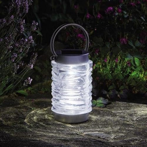 Garden Mile Superhelle Outdoor-Solarlaternen, 20 cm, 10 Lumen, Edelstahl und Glas, Gartenleuchten, solarbetrieben, wasserdicht und langlebig, ideal zum Aufhängen von Gärten, Terrassen, Wegbeleuchtung