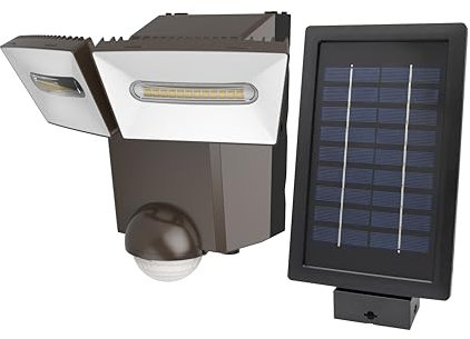 Bronze IQ Twinspot PIR Solar Powered Security Light - Outdoor Security Wall Light - Exterior Solar Powered PIR Motion Sensor - 1400 Lumen LED Twinspot (Single), LS1914-BZ
