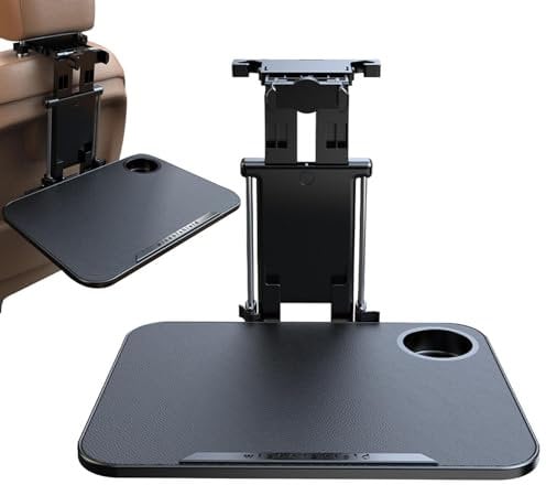 Car Table Tray - Adjustable Height Car Tray, Car Back Seat Table | Food Tray with Phone Holder, Car Back Seat Laptop Desk, Car Tray Table for Front Passengers Seat, Black, 40x30cm