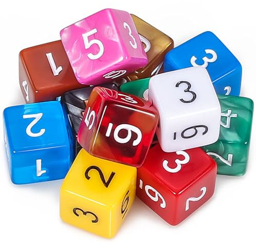 QMAY 12 Stück Polyedrisch Würfel Set, Tisch Spiel Würfel für Dungeons and Dragons DND RPG MTG, Zufällige Farbe (D6)