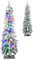 GYMAX 4FT/5FT Artificial Slim Xmas Tree, Flocked Christmas Tree with PVC Branch Tips, LED Lights, 2 Lighting Colors, Timer & 11 Modes, Xmas Decoration Tree, Includes a Pair of Gloves (4FT)