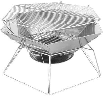 TOTIKI Holzkohlegrill Tragbarer Campinggrill, Klappbar, Aus Edelstahl, Für Outdoor-Reisen, Kochen, Picknick BBQ Grill