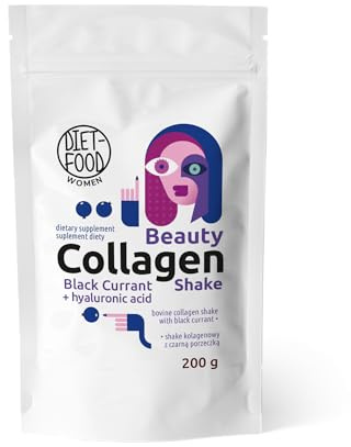Diet-food - Collagen Beauty Shake - Kollagen Pulver mit Hyaluronsäure - Nahrungsergänzungsmittel - Collagen Beauty Drink - 200 g - mit Geschmack Schwarze Johannisbeere