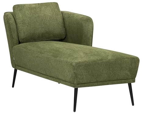 Beliani Chaiselongue Stoffbezug dunkelgrün Links mit Armlehne Kissen Metallfüße Artheze