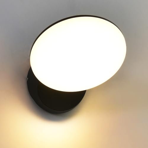 SUZNIU LED Apliques Pared Exterior Interior Negra Lámpara de para Entrada Terraza Jardines Pasillo,IP65 Luz de Pared, Moderno Apliques de, Blanco Cálido 3000K, 12W
