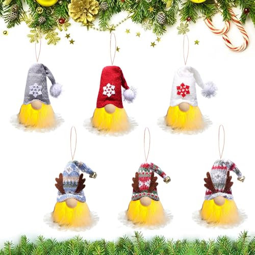 Anyingkai 6 Stück Leuchtende Weihnachtswichtel,Weihnachten Deko Wichtel,Weihnachten Wichtel mit Licht,Wichtel Figuren mit LED,Wichtel Figuren Plüsch Dekorationen für Weihnachtsdeko Innen