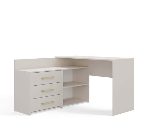 CDF Schreibtisch Eckschreibtisch Mit 3 Schubladen 120x50x76 cm Modern | Für Kinderzimmer Jugendzimmer Homeoffice Mit Stauraum Für Laptop Und Unterlagen