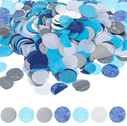 Yuanchu 6000 Stück Konfetti,2.5cm Konfetti Bunt 50g Konfetti Geburtstag Hochzeit Mehrfarbig Runde Streudeko Tisch Deko Papier Konfetti für Karneval Weihnachten Taufe Baby Shower Deko(blau weiß)