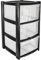 ORGANIZED® Large 3 Drawer Plastic Storage Tower Black - Multipurpose Storage For Home | Office | Garage | School | Children's Toys | Stationary