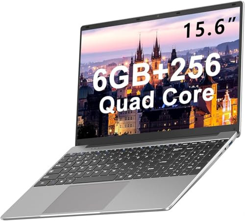 Ordinateur PC Portable 15.6 Pouces 256Go SSD Quatre Coeurs Celeron J4105 Expansible 1to Stockage 2.4G+5G Double Bande WiFi 1080p HDMI Bluetooth Souris sans Fil & Azerty Membrane du Clavier-Grgent-F