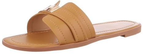Ital Design Damenschuhe Sandalen & Sandaletten Pantoletten, DM453-, Kunstleder, Camel, Gr. 38