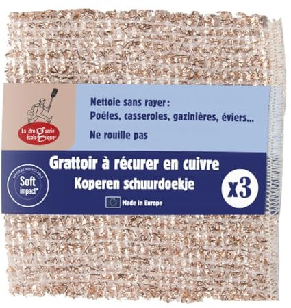Lot de 3 grattoirs à récurer en cuivre