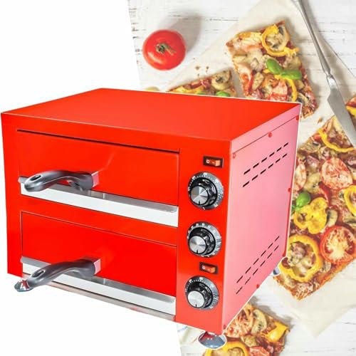 GZYHDC Horno de Pizza eléctrico con Piedra para Restaurante y hogar, Control de Temperatura Independiente de Doble Capa, Horno de Pizza Comercial, 110 V