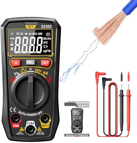 GkgWuxf Multimetro Elettrico, Tester di Tensione per Prese Elettriche con Misurazione, Strumento Multifunzione per Condensatori adatto a Professionisti, Hobbisti e Principianti