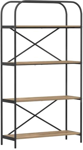 vidaXL Modern Freestanding Bookcase with Shelves for Living Room, Wooden Shelf, Retangular Container, Decoration, Display and Book Organizer for Home and Library