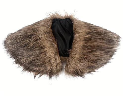 RAOPNHS Wikinger Fell Schal, Pelzkragen für Mittelalter Kostüm Damen, Wikinger Kleidung, Wikinger Kostüm Damen Herren, Fellkragen für Karneval Cosplay, Halloween, Rollenspiel Party