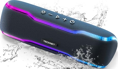 TECKNET Bluetooth Speaker, 2026 Portable Wireless Speaker with Bluetooth 5.4, 30W Stereo Sound with RGB Lights, IPX7 Waterproof Outdoor Speaker with 25H Playtime for Party, Travel, Sport, Biking