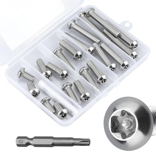 Lot de 20 vis de sécurité Torx M8 avec embout (M8 x 16/25/30/40/50), tête bouton en acier inoxydable 304 inviolable pour extérieur, automobile et antivol, 20 pièces (4 pièces de chaque)