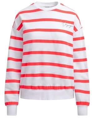 SOCCX Damen Sweatshirt mit Streifen-Design und Stickerei