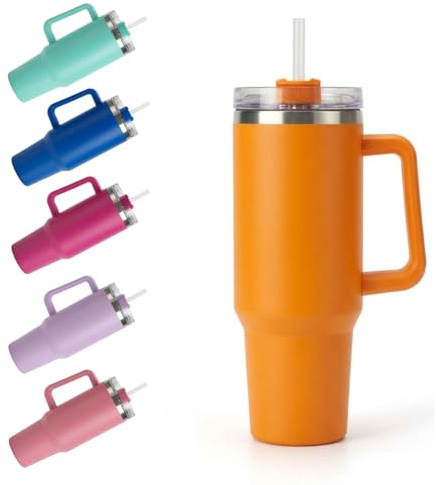 Shop SoftAir Borraccia termica da tavolo realizzata in acciaio inox di alta qualità, progettata per mantenere le bevande alla temperatura ideale, da 900 o 1200 ml, 6 colori (Arancione, 1200 ml)