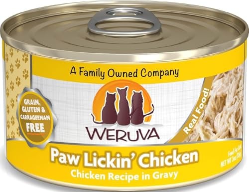 Weruva Classic Cat Food, Paw Lickin’ Chicken with Chicken Breast in Gravy, 3oz Can (Pack of 24)