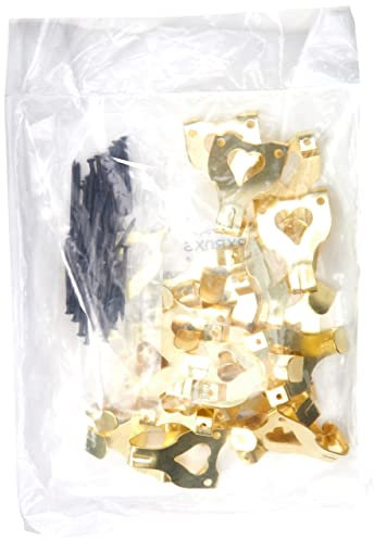 Merriway® BH00084 (25 Pcs) Double EB Brass Plated Large Number 3 Picture Mirror Hanging Hook and Pins - Pack of 25 Pieces