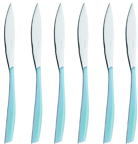 BUGATTI Glamour Set Coltelli da Bistecca, Acciaio Inossidabile, Azzurro, 16x26x3 cm