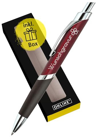 Online Personalisierter Kugelschreiber mit Gravur Sporty Rot I Aluminium-Kulli mit individuellem Namen I auswechselbare, dokumentenechte Mine I Schreibfarbe schwarz I persönliches Geschenk