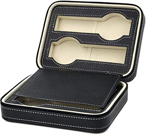 MR Maestro Relojero - Custodia con Zip per 4 Orologi in Eco Pelle | Astuccio Porta Orologi da Viaggio | Porta Orologi Uomo