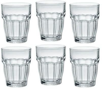 Bormioli Rocco Rock Bar stapelbare gehärtete Getränkegläser für kalte Getränke, Wasser und Cocktails, 65 ml, transparent, 6 Stück
