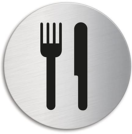 Señal Pictograma en Acero INOX Ø 100 mm Restaurante No.7511
