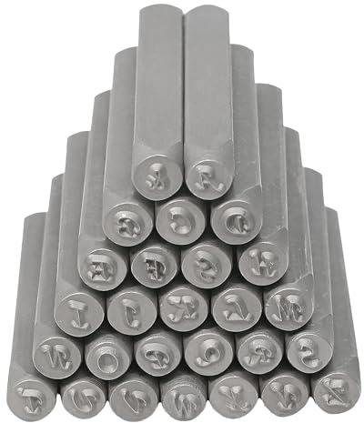 The Beadsmith Steel Alphabet Stamps - Metal Elements - 27-Piece 3mm Uppercase Calligraphic Font - A-Z Letters Plus “&” Symbol - Storage Case Included - Used for Stamping & Personalizing Soft Metals