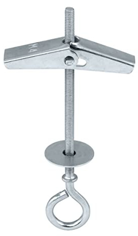 KLIMAS 10 Stück 4x50 Federklappdübel mit Ösenschraube