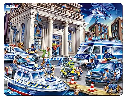 Larsen US32 Kids Police Jigsaw Puzzle – “Police Catch Thieves” 43‑Piece Tray Puzzle for Children – Educational & Fun Indoor Activity, Gift
