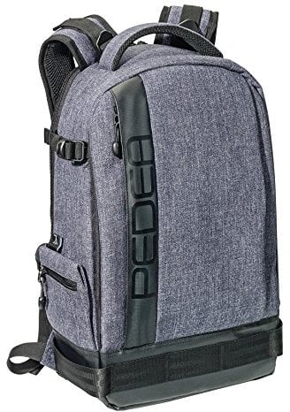 PEDEA DSLR-Kamerarucksack Fashion mit Displayschutzfolie für Canon EOS 5D 5D Mark II 400D 2000D / Nikon D60 D80 D90 D3100 D3200 D3300 D3400 D5300 D7100 / Pentax K 30 K 50 K 500, grau