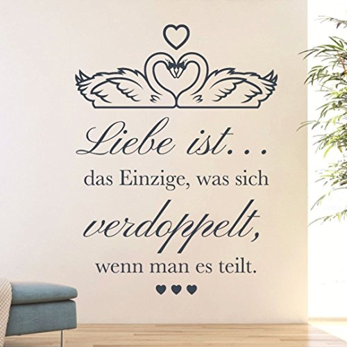 tjapalo® S-pkm107 Wandtattoo Hochzeit Aufkleber Spruch Liebe ist das Einzige, was sich verdoppelt... Wandsticker (H 100 x B 58cm)