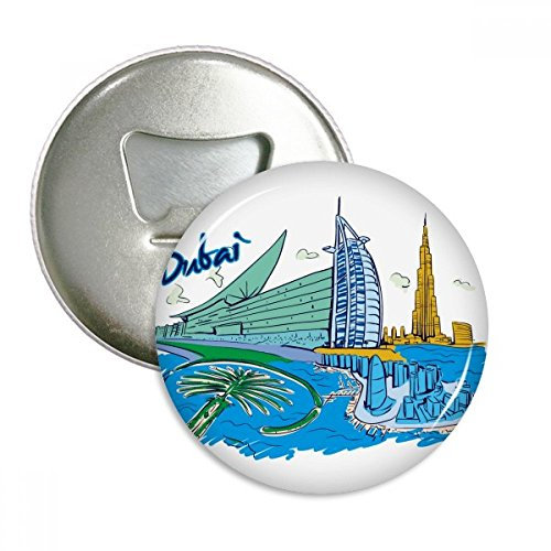Vereinigten Arabischen Emirate Dubai Watercolor rund Flaschenöffner Kühlschrank Magnet Pins Badge Button Geschenk 3