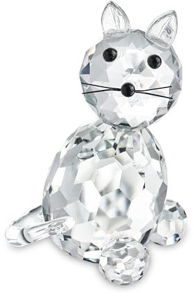 H&D HYALINE & DORA Crystal Animals Collectible Glass Cat Figurine Paperweight Table Centerpiece Ornament