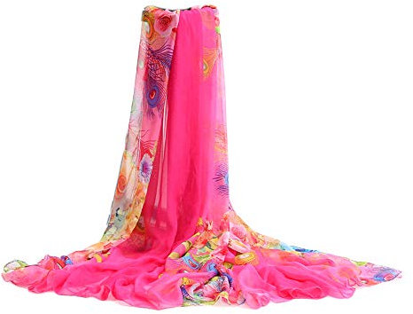 UK_Stone Damen Übergroesse Modisch Sarong Pareo Strandtuch Wickeltuch Bikini Sonnenschutz Decke Cover-up (Feder Rose)