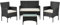Juskys Polyrattan Sitzgruppe Fort Myers 4 Personen mit 2er Sofa, 2 Stühle, Tisch & Sitzkissen wetterfest schwarz/Creme Balkonmöbel Gartenmöbel Set