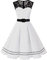 AXOE Damen Rockabilly Kleid 50er Jahre Vintage A-Linie Festlich & Alltag mit Spitze & Gürtel für Hochzeit Sommer Cocktail Weiß mit Blumenmuster F1, Gr.36 (EU 38), S
