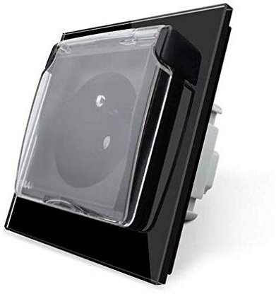 LIVOLO Steckdose FR mit Schutzabdeckung 1 Fach Schwarz Französisch C7-1WF/SR/C1FR-12-A