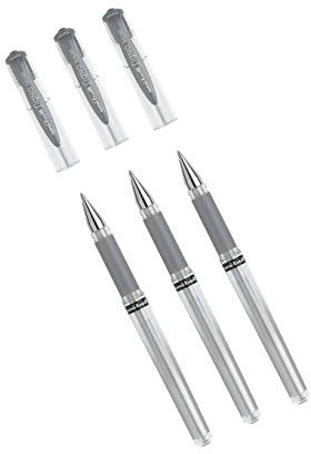 Uni-Ball Gel-Tintenroller Kugelschreiber Impact UM-153 (Silber, 3 Stück)