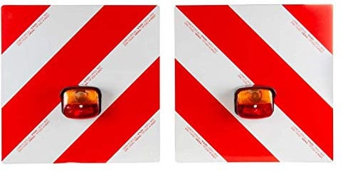 Warntafelsatz mit Leuchten | 5 Meter Anschlusskabel | für Trecker, Traktor, Auto, Wohnwagen, Wohnmobil | Warnschild | reflektierend | rot/weiß
